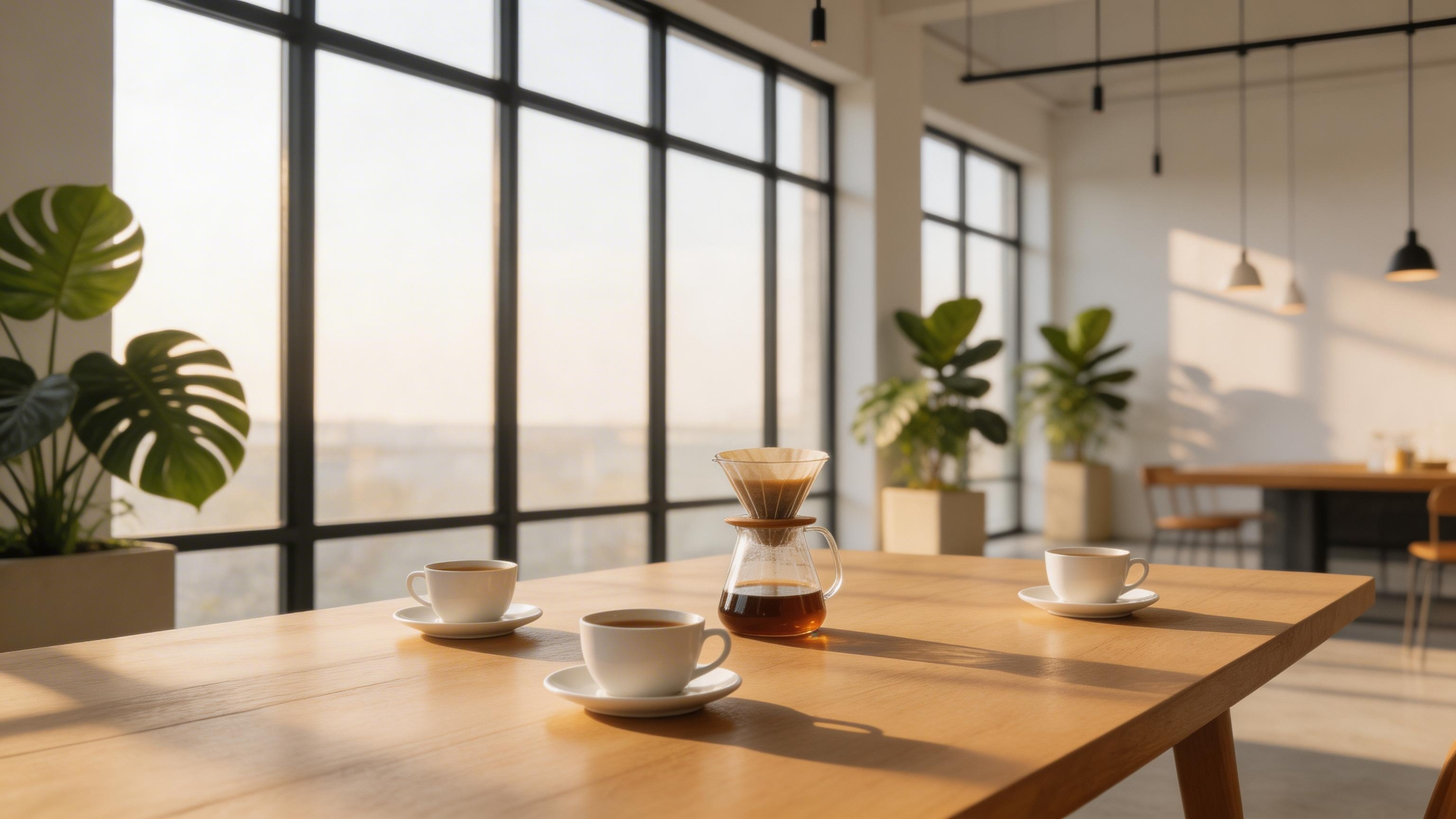 café SOELの店内。大きな窓から自然光が差し込む開放的な空間